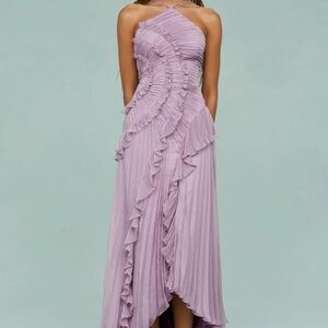 Lyséa Pleated Frill Halter Neck Maxi Dress